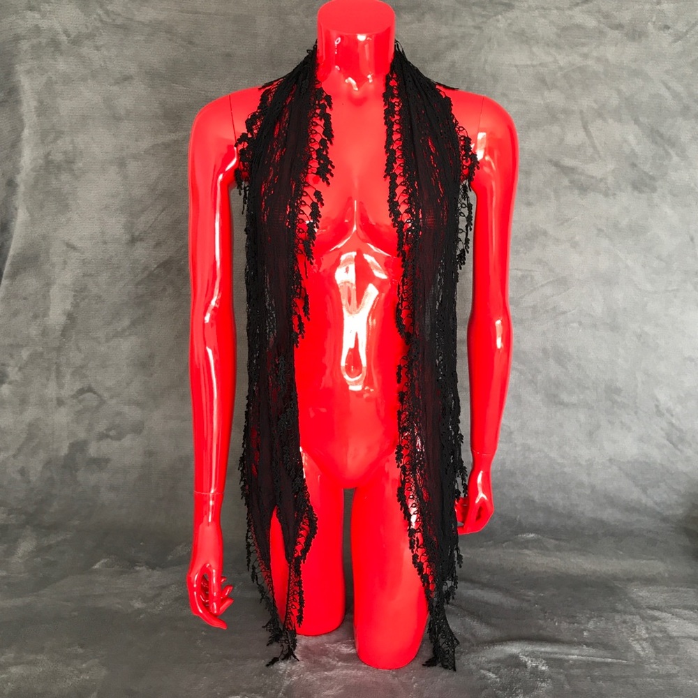 Sheer + Lace Extra Long Neck Scarf